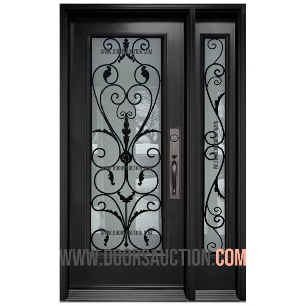 Steel Single Door One Sidelite Miliano Dark Gray Vaughan